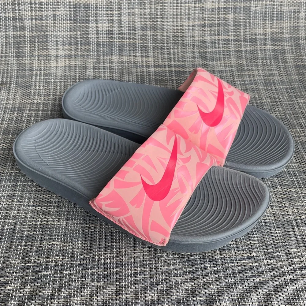 Nike Kawa Slide Print 'Dark Grey/Tropical Pink' Sandals Girls Size 13